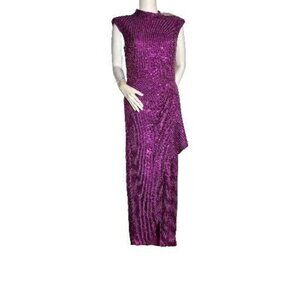Belle Badgley Mischka Women's Dress Size 12 Sequin Isla Dress Pink Fuchsia (47)